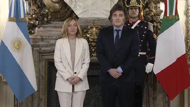 Javier Milei recibe a Giorgia Meloni en Casa Rosada