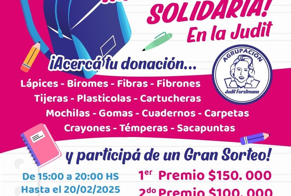 Agrupación «Judit Forstmann» inició campaña «Mochila Solidaria» con importante sorteo